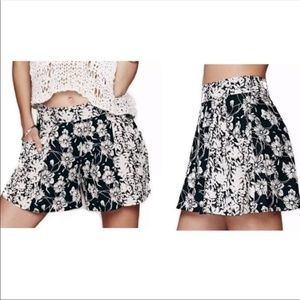 Free People Boho Black and White Floral Shorts